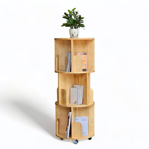KS68191 Librero Móvil de Madera Natural de 3 Niveles, Portátil para Hogar, Oficina, Dormitorio, Sala de Estar, Taller, Diseño Moderno y Tradicional - Product Image 1