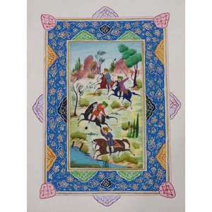 Persian <b>Miniature</b> Handmade With Unique Design And Colorful Authentic Art 7 X 9.5 Abcpm0116 - Product Image 1
