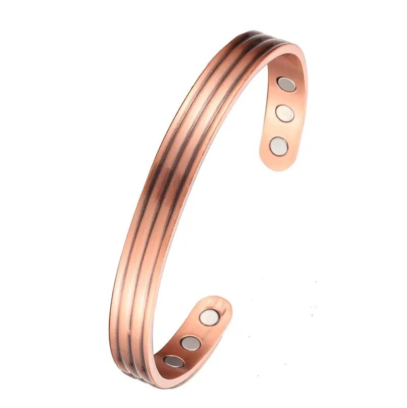 Bracelet en cuivre classique pour femmes hommes Bracelet magnétique avec aimants ultra puissants 100% cuivre pur massif