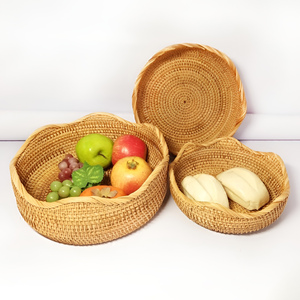 Panier de rangement en rotin à bords ondulés, paniers gigognes, décoration de table à manger, organisateur au prix le plus bas - Product Image 4
