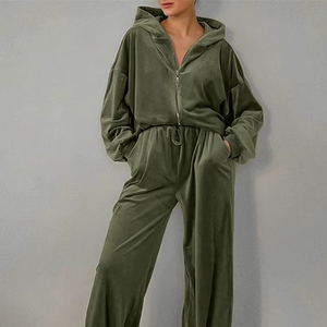 Sudaderas con capucha y pantalones de chándal con logotipo personalizado, conjunto de chándal para mujer, chándal para mujer, conjunto de dos piezas, pantalones de chándal y Sudadera con capucha, conjunto de terciopelo para mujer - Product Image 1