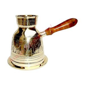 หม้อกาแฟอาหรับตุรกีงานออกแบบแฮนด์เมด,ชุดของขวัญงานหัตถกรรมอินเดียหม้อกาแฟ Cezve อิสตันบูลตุรกีพร้อมที่จับไม้ปี2022 - Product Image 4
