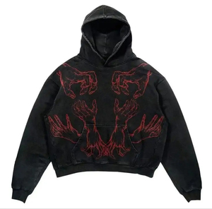 Sudadera con capucha transpirable de mezcla de algodón 100% holgada impresa DTF superventas, sudaderas con capucha Unisex impresas personalizadas para hombre - Product Image 1