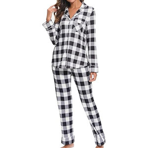 Conjunto de pijamas de algodón suave para mujer, ropa de dormir de alta calidad, cómoda, azul, patrón sólido, ropa de dormir, venta al por mayor, Verano - Product Image 4