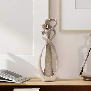 Étagère de bureau moderne pour la maison, décoration de bureau, 1 pièce, sculpture abstraite de couple s'embrassant, statue en résine, décoration intérieure - Product Image 2