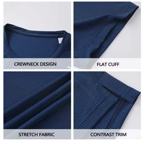 ชุดวอร์มทรงเข้ารูปคุณภาพพรีเมียม ออกแบบโลโก้ได้ คอวี ผ้าสแปนเด็กซ์/โพลีเอสเตอร์ แห้งเร็ว ระบายอากาศได้ดี น้ำหนักเบา เหมาะสำหรับใส่เล่นกีฬาในฤดูร้อน - Product Image 4