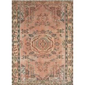 Tapis en laine noués à la main de grande taille, style vintage, motif médaillon rouge et orange, pour salon ou couloir - Pae-3263 - Product Image 1