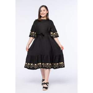 Vêtements bas prix qualité supérieure pour filles OEM ODM encolure ronde manches courtes robe pour filles avec imprimés à la fabrication en gros - Product Image 1