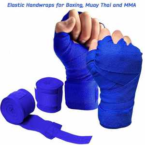 Black <b>Elastic</b> Kickboxing and Boxing Hand Wraps with Thumb Loop MMA <b>Bandages</b> for Muay Thai Protection - Product Image 3