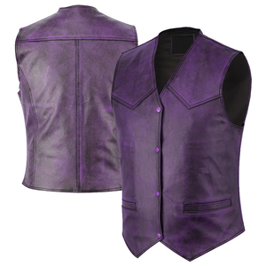 Custom Genuine Leather Motorcycle <b>Biker</b> Vest for Men Vintage Sleeveless Leather <b>Waistcoat</b> OEM ODM Private Label Wholesale - Product Image 3