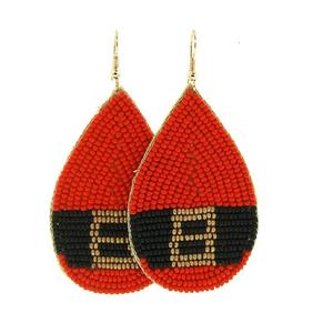 Couleurs personnalisées Père Noël perles de rocaille broderie à la mode en forme d'étoile boucles d'oreilles pour les fêtes chrétiennes bijoux de vacances - Product Image 2