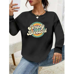 Blusa de Manga Larga con Cuello Redondo para Mujer, Viscosa de Dos Hilos, 22701 - Antracita - Product Image 1
