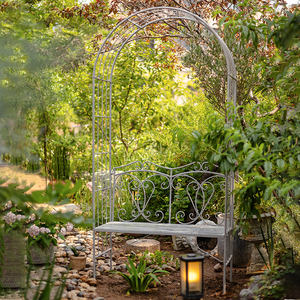 Pergola in metallo Arbor Wedding Arch Outdoor Flower Garden Arch traliccio Garden Iron Arbor con posti a sedere - Product Image 2