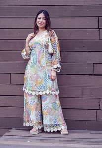 Latest Designer Heavy Georgette Digital Print Top for Party Wear <b>Indian</b> & <b>Pakistani</b> <b>Clothing</b> - Product Image 2