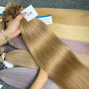 Extensiones de cabello humano de trama atada a mano de Virgen natural al por mayor Remy queratina italiana pelo vietnamita Real pelo de trama atado a mano - Product Image 2