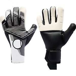 Gants de gardien de but de football noir et blanc avec paume antidérapante et support de doigt pour l'utilisation de match et d'entraînement - Product Image 1