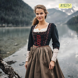 Elegancia tradicional cumple con la comodidad moderna Terciopelo Algodón Bávaro Dirndl Vestidos Alemania Disfraces sexy Estilo dulce contemporáneo - Product Image 3