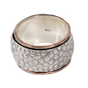 925 Sterling Silver Unique 3-Tone <b>Spinner</b> <b>Rings</b> Silver Golden Brass Bezel Setting Wholesale Jewelry for Weddings Parties Factory - Product Image 1