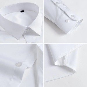 Nueva Camisa para Hombre de Fibra de Bambú, Manga Larga, Antiarrugas, Sin Planchado, Ajustada, Informal, de Negocios, para Oficina, Camisas Blancas y Azules, 5XL 6XL - Product Image 4