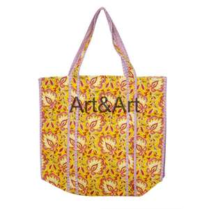 Nouveauté Sac fourre-tout matelassé en coton écologique pour femme Sac de courses à bandoulière Sac souple ART&ART Rajasthan Deux poignées - Product Image 1