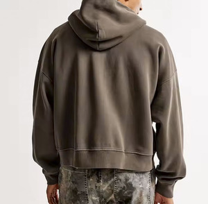 Sudadera con Capucha Corta y Cuadrada para Hombre, Logotipo Personalizado, Alta Calidad, 400 Gsm, Felpa Francesa de Poliéster/Algodón, Transpirable y Ecológica - Product Image 2