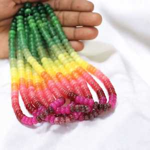 Quartz naturel multicolore ombré lisse Rondelle perles 7mm-8mm pierre précieuse en vrac pour la fabrication de bijoux approvisionnement en gros - Product Image 4