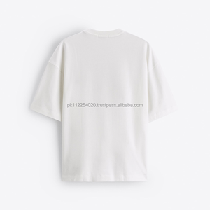 Camiseta de gran tamaño con hombros caídos para hombre, calidad de lujo, 100% algodón, diseño de logotipo personalizado, ropa de calle con cuello redondo, estampado en blanco para hombre - Product Image 5