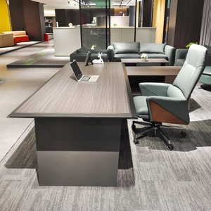 Modern Luxury Executive Desk Brown Modular Wooden L Shaped Boss Workstation <b>Table</b> Large MDF Furniture Commercial <b>Office</b> - Product Image 3