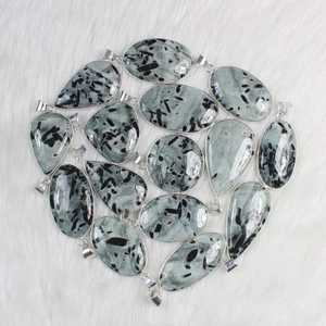 Colgante de Piedra Preciosa de Jaspe Kiwi Unisex de Alta Calidad, Bisel Plateado de Alta Calidad, Joyería de Estilo Bohemio para Regalo - Product Image 5