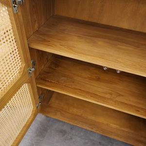 ตู้ไม้สักอเนกประสงค์ดีไซน์ทันสมัยพร้อมประตูหวายจอแสดงผลขนาดเล็กสำหรับห้องนั่งเล่นสำหรับเฟอร์นิเจอร์ในฟาร์ม - Product Image 5