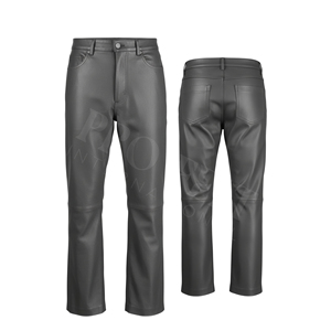 OEM ODM Custom Classic Leather Pants Straight Fit Fashionable Casual Motorbike <b>Trousers</b> Stylish Durable PU Leather Pants - Product Image 3