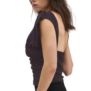 Blusa Casual sin Espalda con Detalle Fruncido 100% Algodón con Logotipo Frontal - Product Image 6