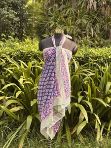 Plage couvrir châles vêtements pour femmes Boho étoles cadeau pour elle pur coton bloc imprimé écharpe indien traditionnel écharpes Sarong - Product Image 3