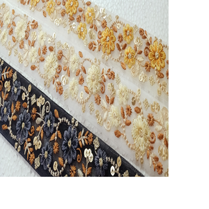 Custom Made Machine Embroidered <b>Ribbons</b> & Laces in Various Designs & in Three Colours for <b>Wedding</b> Dresses - Product Image 1