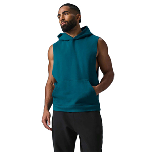 Sweat à capuche d'entraînement d'été sans manches personnalisé pour hommes vente en gros de sweatshirts de gymnastique avec impression numérique coton/polyester écologique - Product Image 1