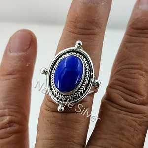 Handmade 925 Sterling Silver Women's <b>Statement</b> <b>Ring</b> with Lapis Lazuli Blue Gemstone Natural Lapis Gift - Product Image 5
