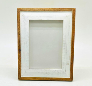 Hàng thủ công biểu hiện khung hình mộc mạc, gỗ trắng và nâu, thiết kế viền đôi (kích thước 5x7) - Product Image 6