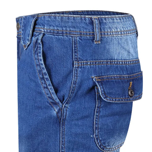 กางเกงยีนส์ขาสั้นของผู้ชายกางเกงขาสั้นผ้าเดนิมสีฟ้าผ้าฝ้าย100% เป็นมิตรกับสิ่งแวดล้อมสไตล์ลำลองใหม่ล่าสุดออกแบบได้ตามต้องการ - Product Image 6