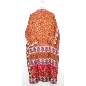 เสื้อคลุมอาบน้ำกิโมโนผ้าฝ้ายพิมพ์ลายดอกไม้ของผู้หญิงวินเทจชุดนอนในร่มฤดูร้อน - Product Image 3