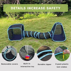 Outdoor Cat <b>Enclosures</b> Cat Tunnels Tents Cubes with Play Ball Collapsible Outside Playpen Tunnel for Kitty Puppy Small Animals - Product Image 3