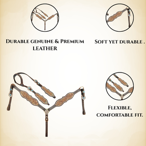 Increíble calidad occidental Headstall y Breastplate floral tallado a mano con hebillas de nuevo diseño - Product Image 5