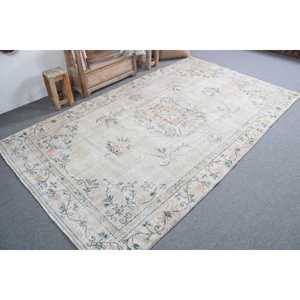 พรมวินเทจขนาด 5.4x9.4 ฟุต ลายต้นไม้และพืชสีขาว พรมขนแกะตุรกี - Product Image 2