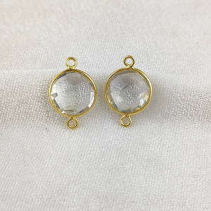 Conector de piedras preciosas chapadas en oro y plata 925, abalorio de bisel redondo para hacer pulseras, joyería fina, suministros de bricolaje - Product Image 4