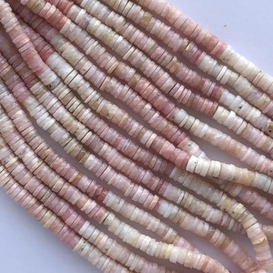 6mm Natural Peruvian Pink Opal Stone Ombre Faceted Tyre <b>Heishi</b> <b>Beads</b> at Best Wholesale Factory Price Online Dealer Supplier Shop - Product Image 4