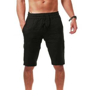 Pantalon court d'été en coton et lin pour homme, respirant, couleur unie, Streetwear de fitness pour homme, style décontracté avec S-3XL extensible - Product Image 1