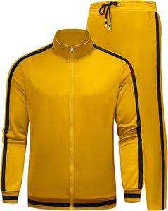 Ensemble de survêtement 100% coton pour homme-Veste à fermeture éclair et pantalon de survêtement Plus Size X-Large Respirant pour la saison d'automne - Product Image 1