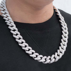 Iced Out Moissanite Diamond Cuban <b>Chain</b> Rose Gold Gold Plated 14mm 16-22 <b>Inch</b> Trendy Unisex Hip Hop Necklace - Product Image 4