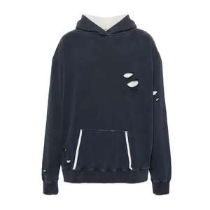 Sweat-shirt délavé personnalisé en gros pour hommes, 100% coton, impression de logo personnalisée, sweat-shirt uni, style streetwear - Product Image 6