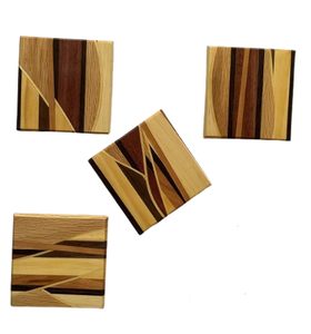 Ensemble de six dessous-de-verre en bois d'acacia de forme carrée au design classique, fabriqués à la main avec des matériaux purs, à prix abordable - Product Image 2