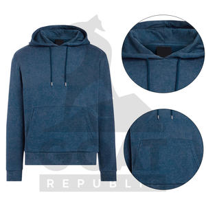 เสื้อฮู้ดดี้สตรีทแวร์ผ้าฟลีซผสมผ้าฝ้ายคุณภาพสูง ล้างด้วยกรด สำหรับผู้ชาย ระบายอากาศได้ดี ทรงปกติ - Product Image 6